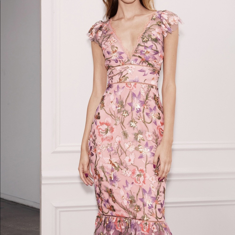Marchesa Notte Flutter Cocktail Dress Sz 12